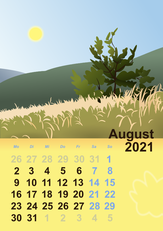 Kalendár - august